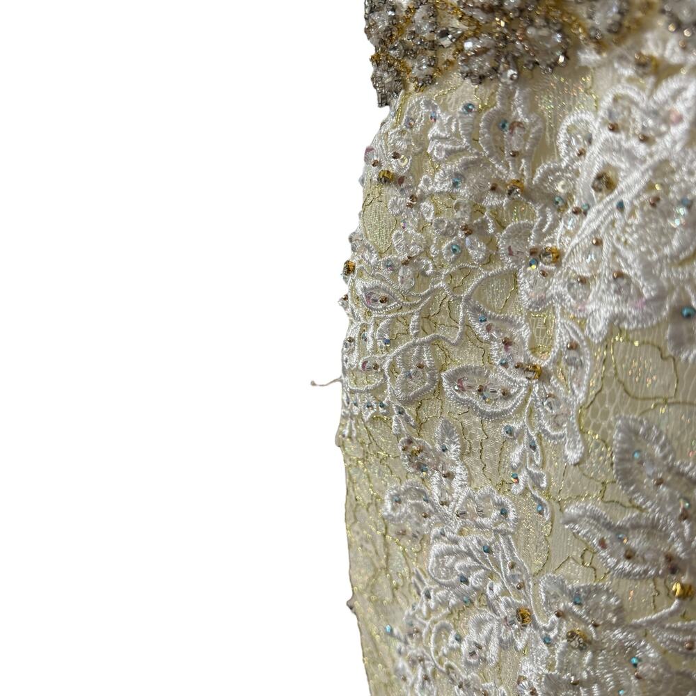 Mac Duggal Size 0 Delicate Floral Lace Long Evening Gown Ivory Prom Princesscore - Picture 16 of 16